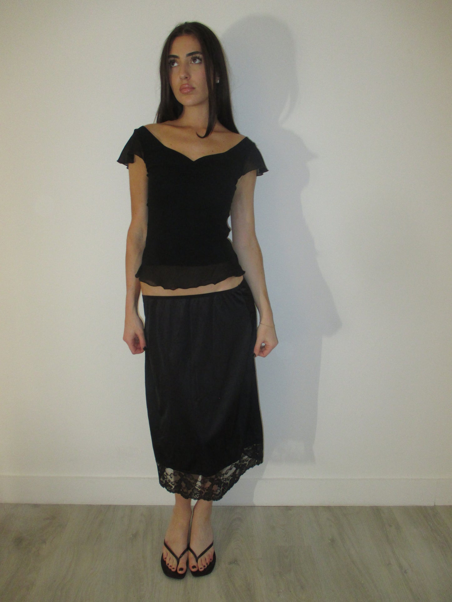 Black Flutter Sleeve Blouse