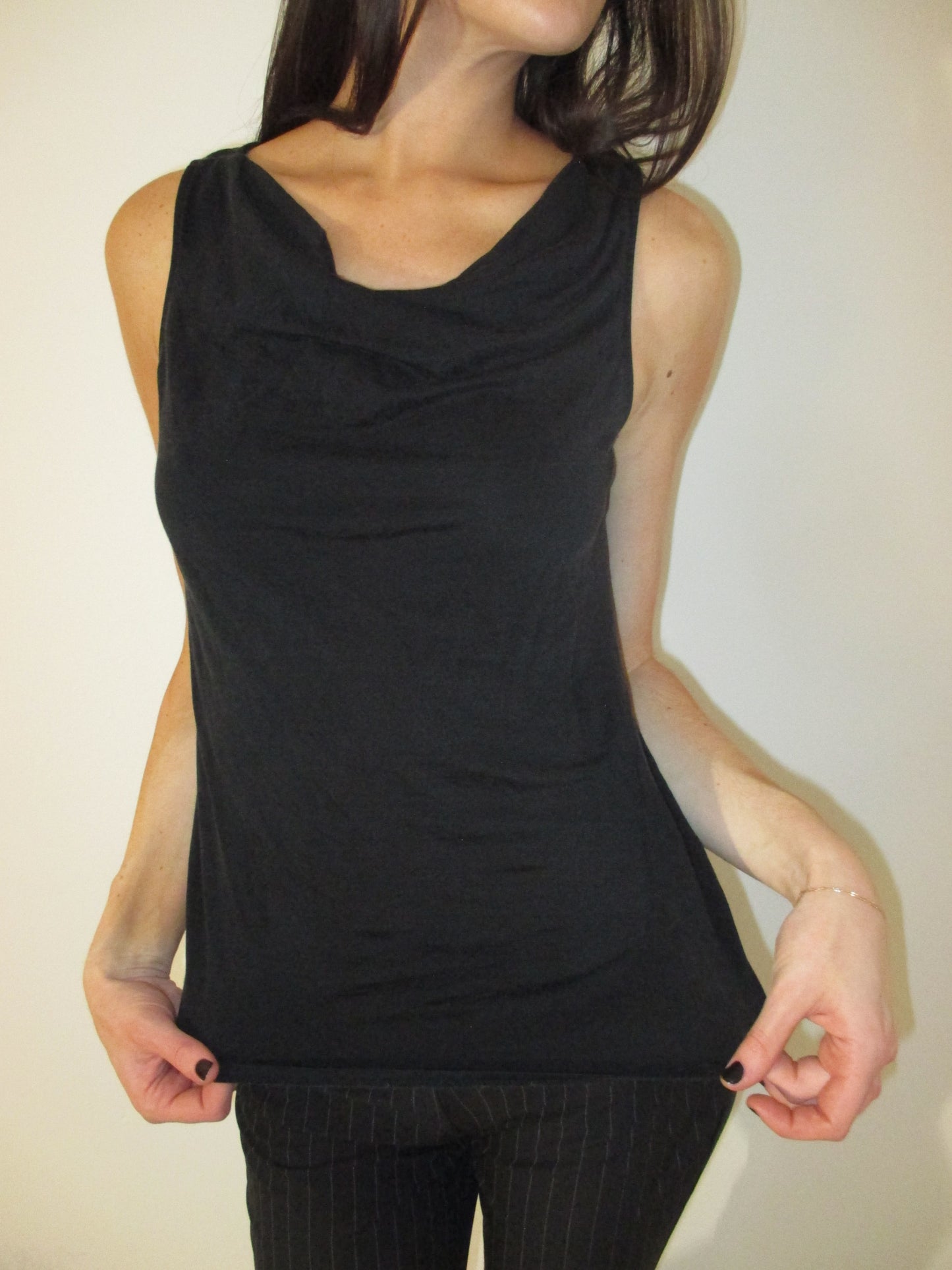 Black Cowl Neck Top