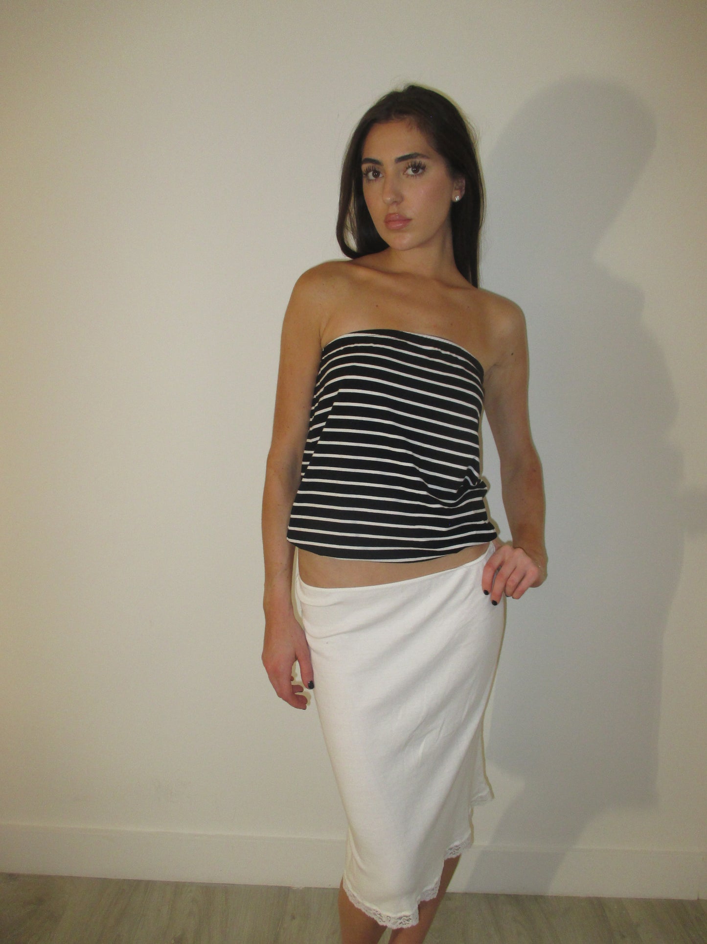 Striped Strapless Bubble Top