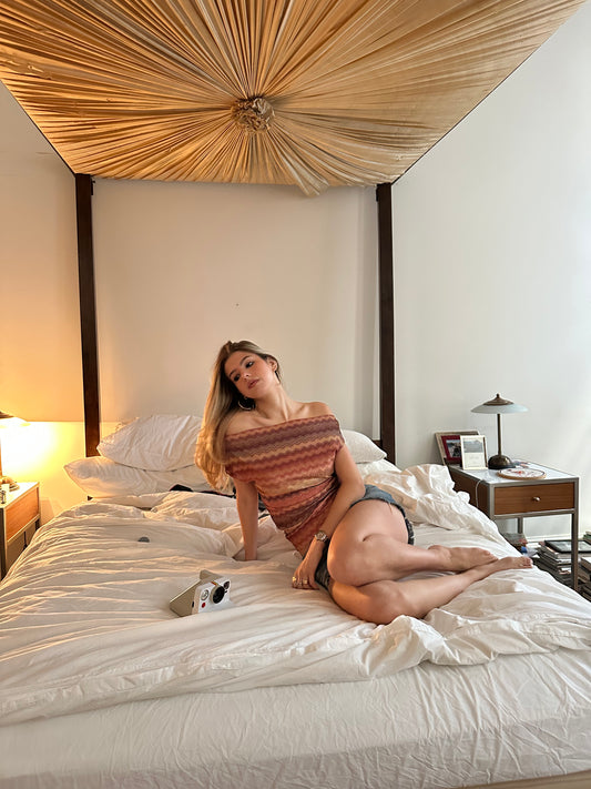 Golden Hour Chevron Off Shoulder Top