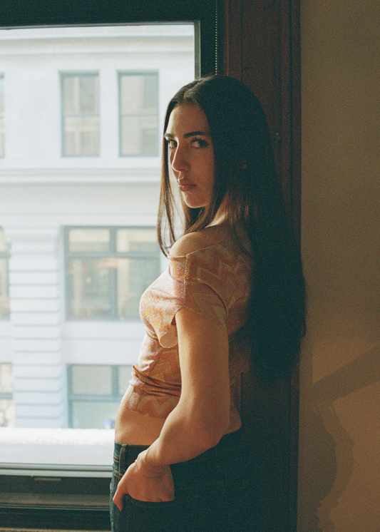 Sunset Chevron Off Shoulder Top