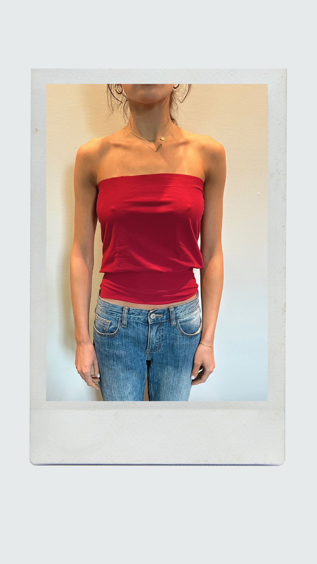 Cherry Red Drop Waist Tube Top
