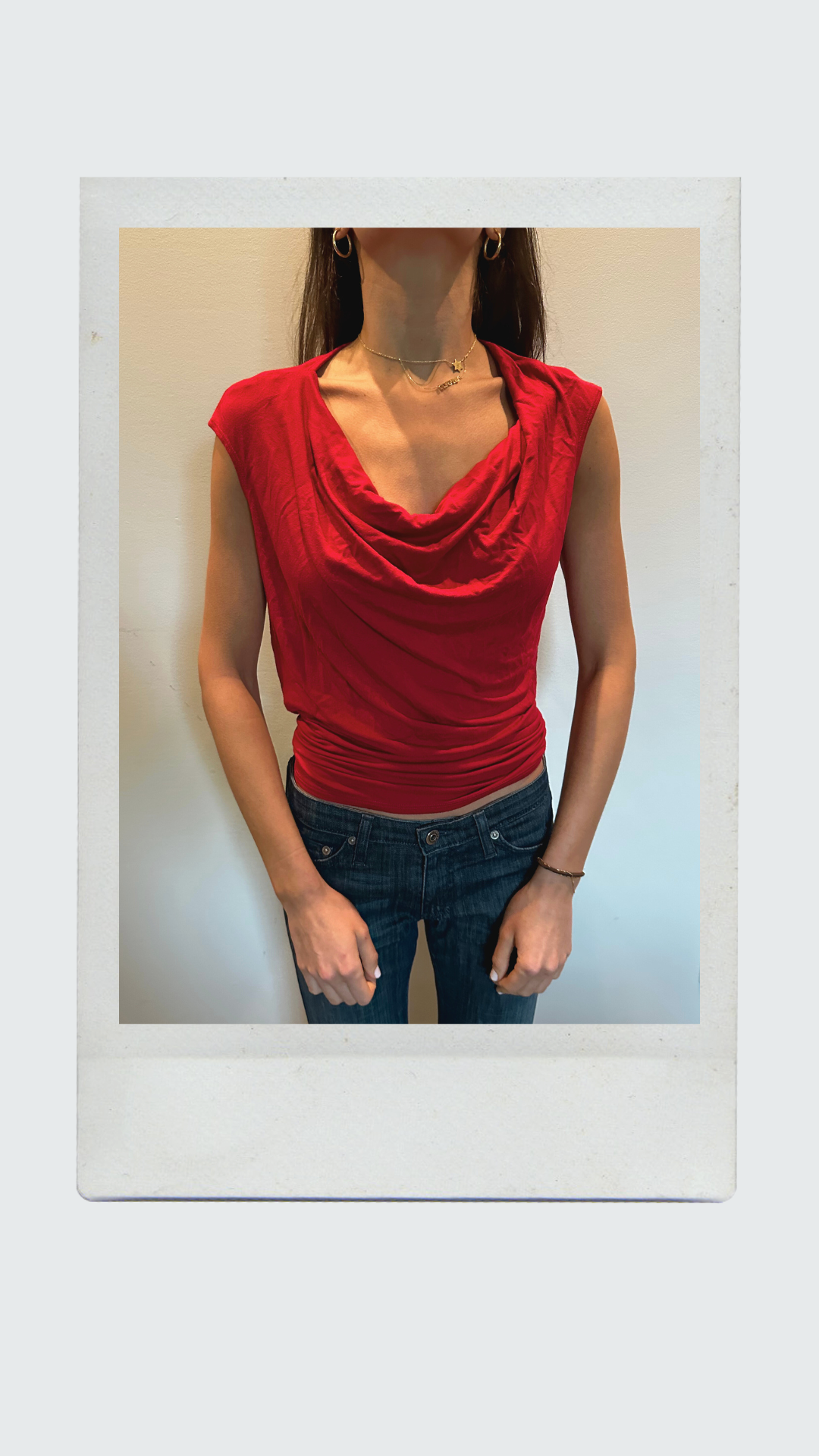 Cherry Red Cowl Neck Top