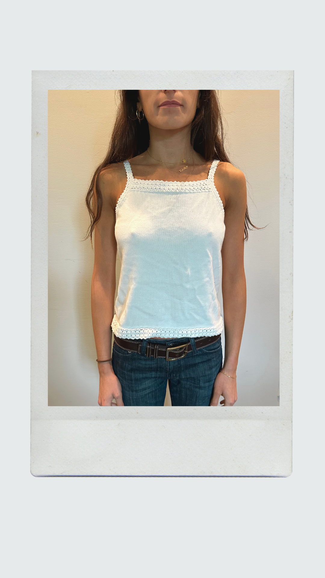 White Tank Top with Knit Edges