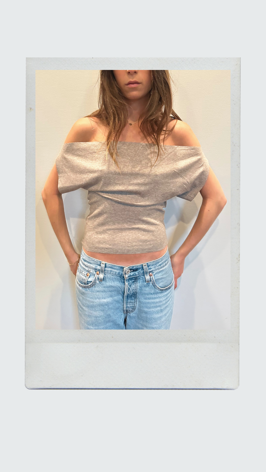 Tan Off Shoulder Top