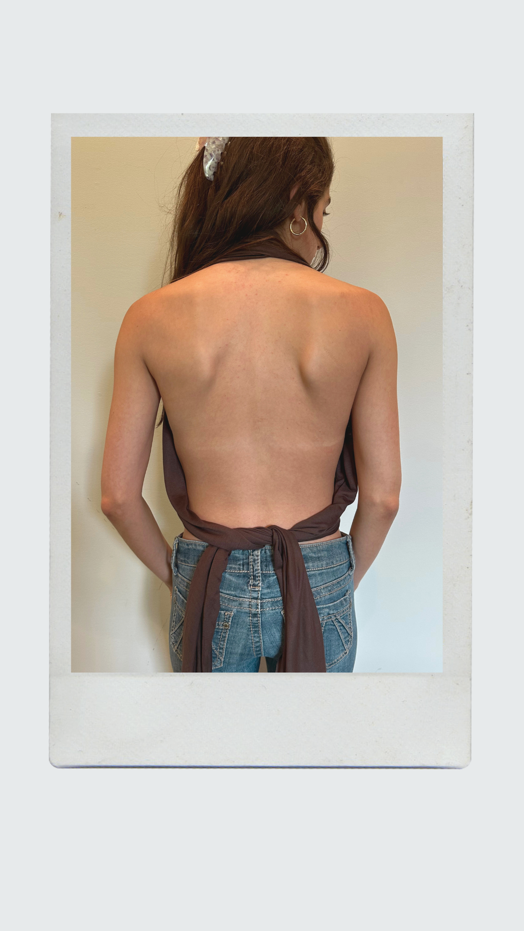 Brown Plunge Halter Top