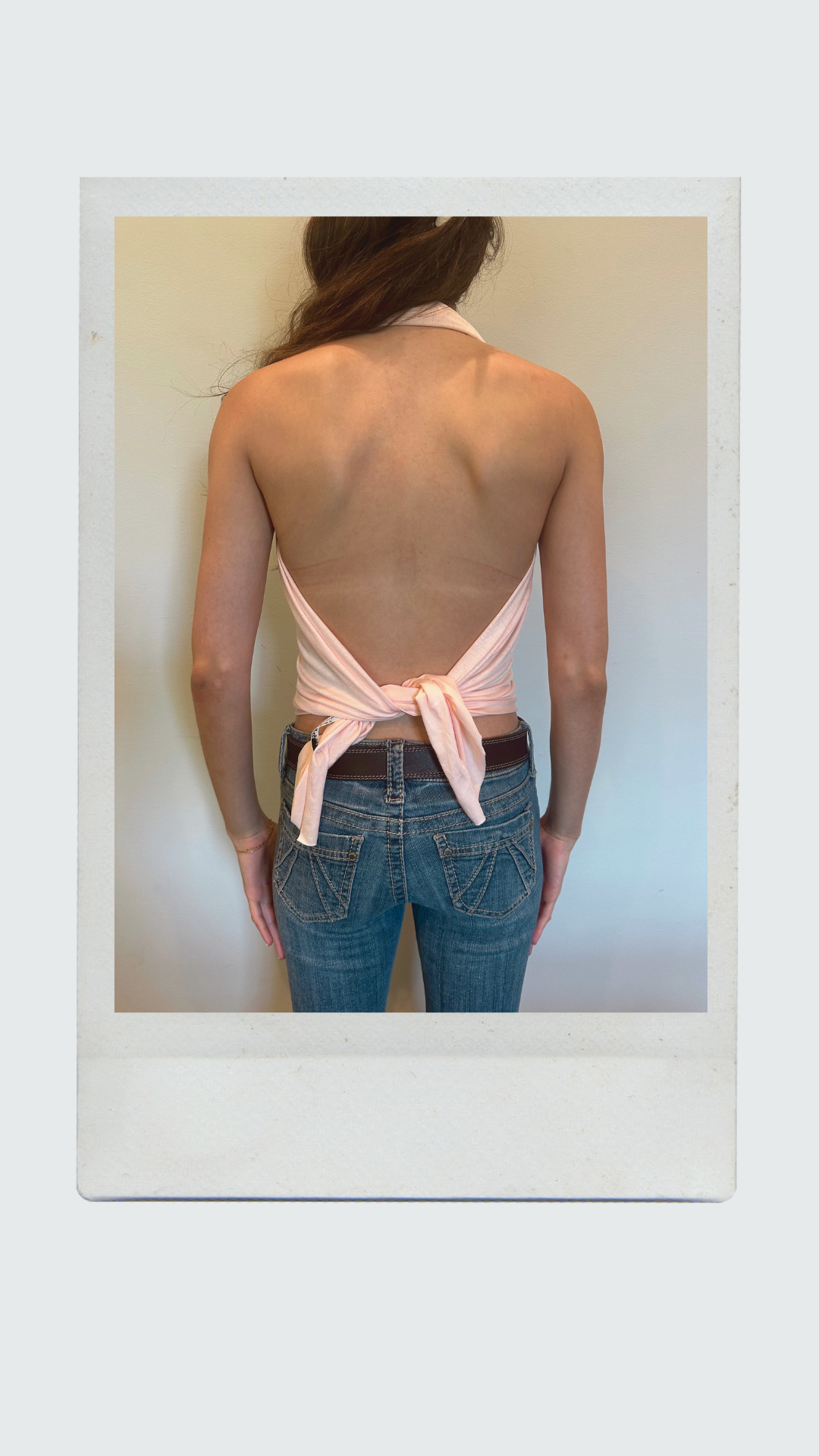 Light Pink Plunge Halter Top