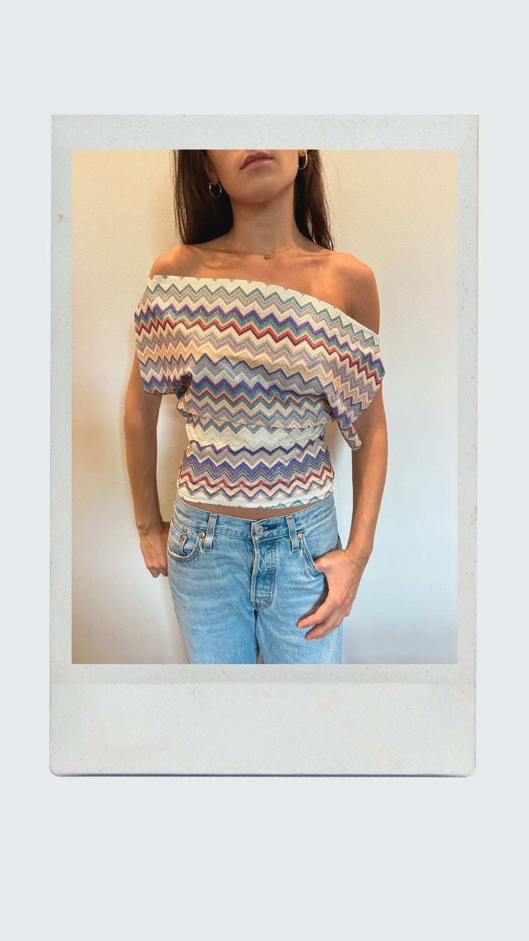 Seabreeeze Chevron Off Shoulder Top