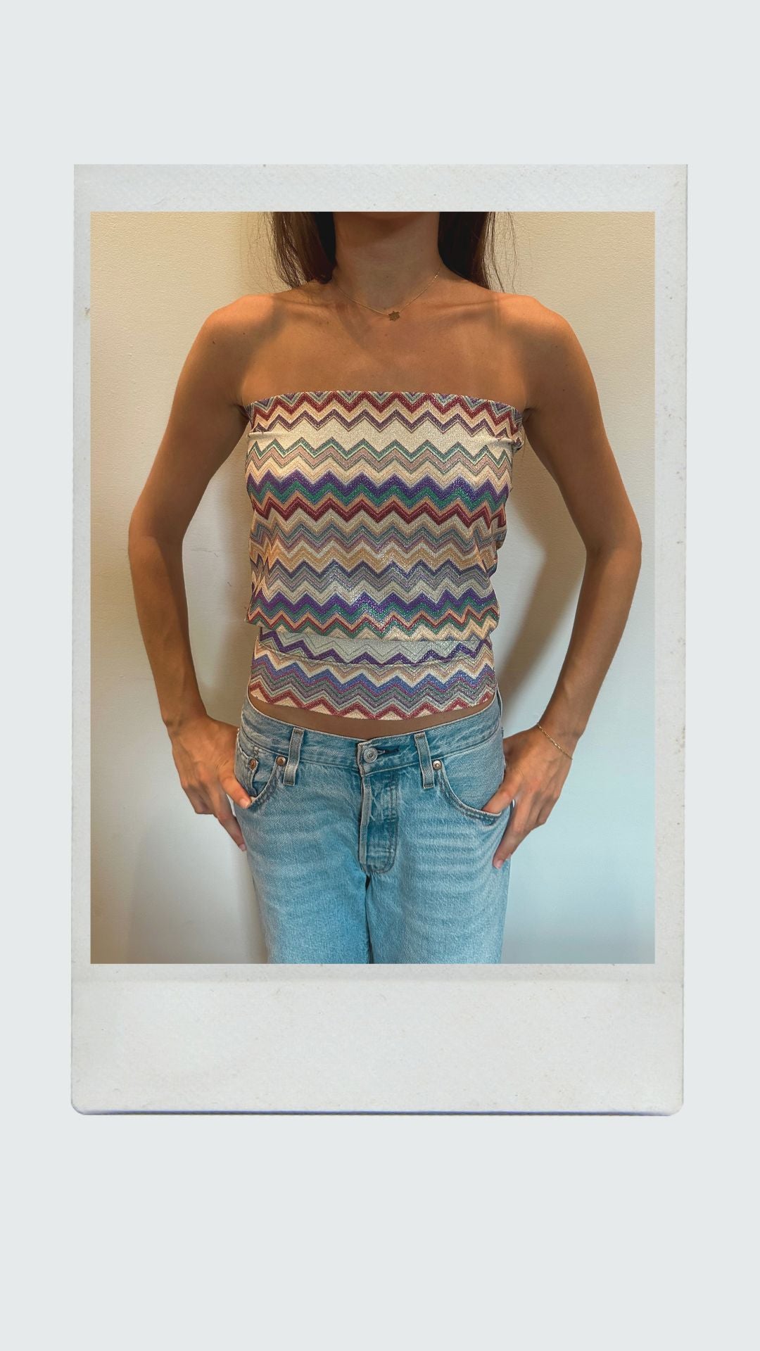 Seabreeze Chevron Drop Waist Tube Top
