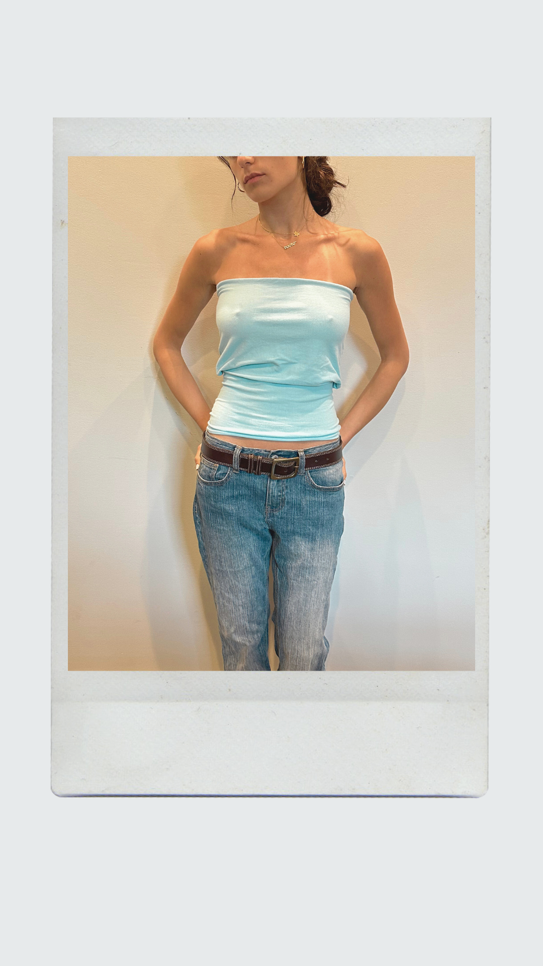 Light Blue Drop Waist Tube Top