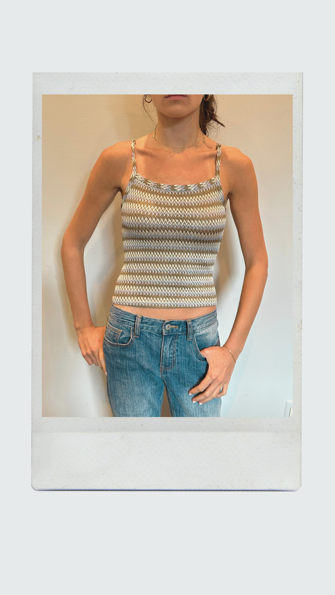 Brown, Blue and Cream Chevron Tank Top