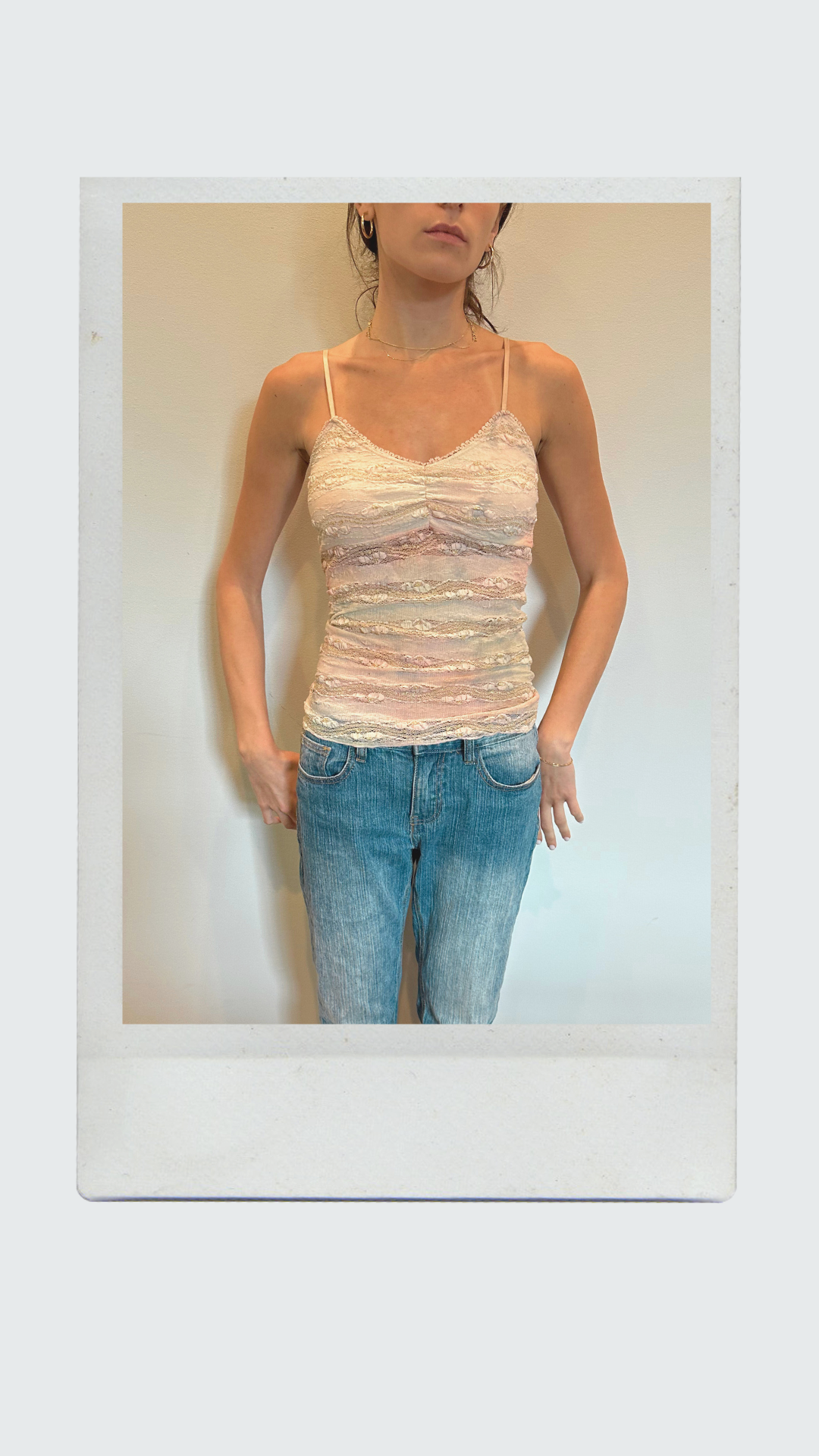 Pink and Gold Tie Dye Lace Tank Top