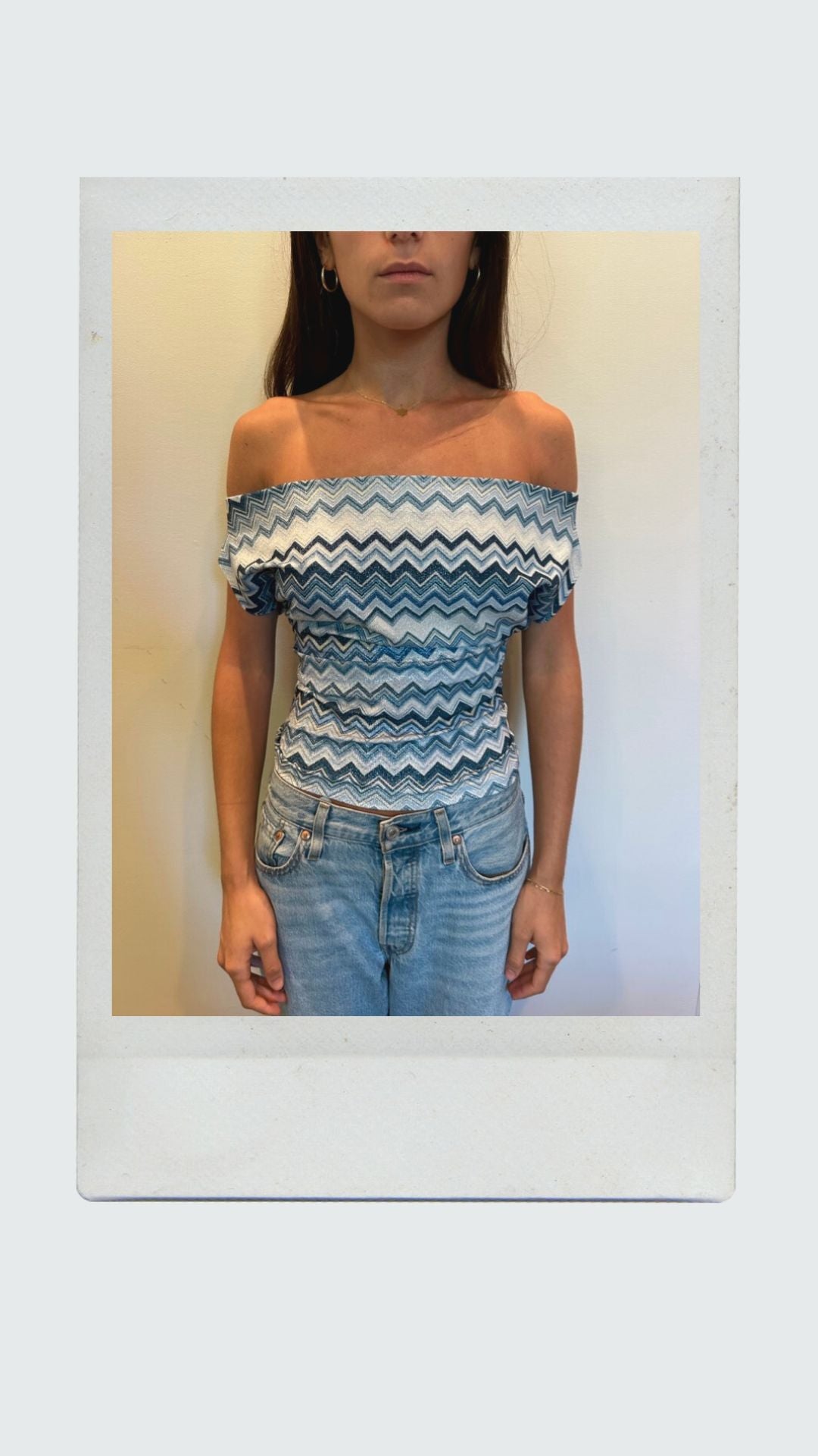 Ocean Chevron Off Shoulder Top
