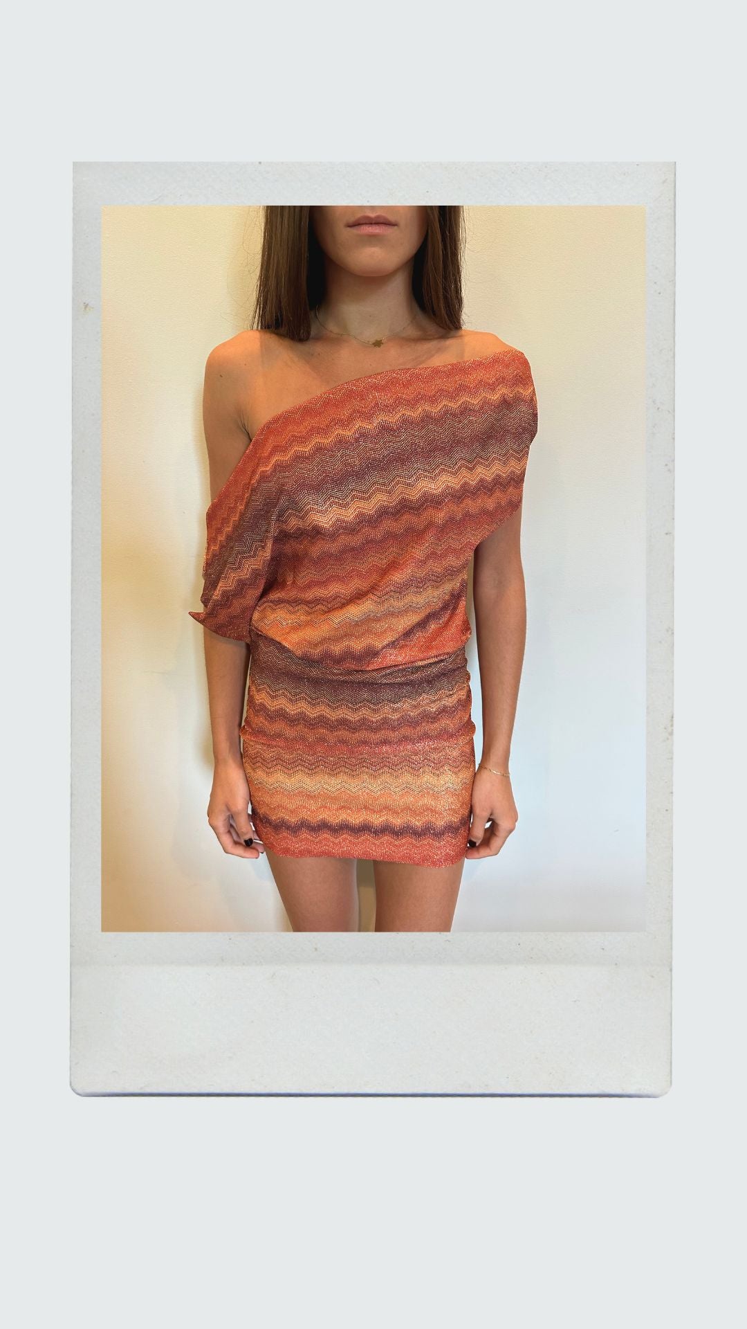 Golden Hour Chevron Off Shoulder Dress