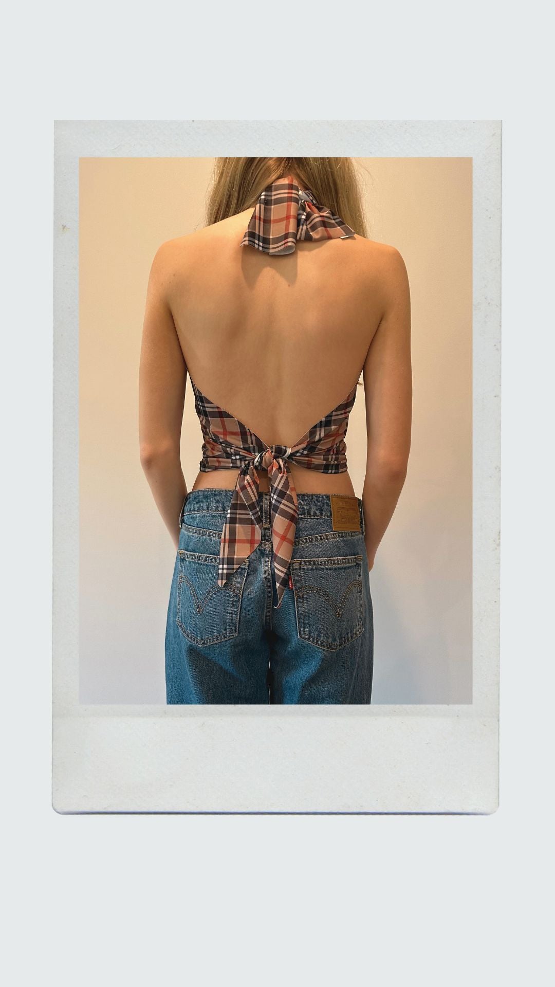 Dark Plaid High Neck Top