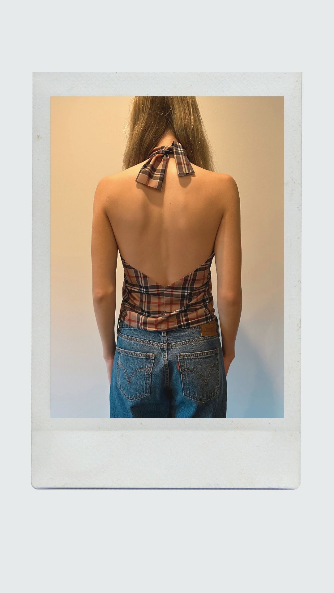 Dark Plaid High Neck Top