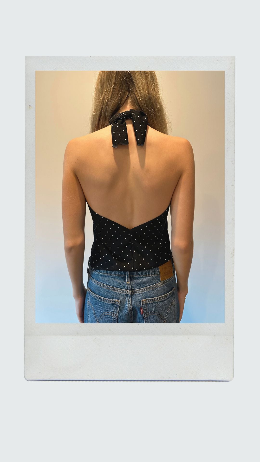 Black and White Polka Dot High Neck Top