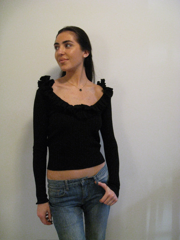 Black Ruffle Sweater