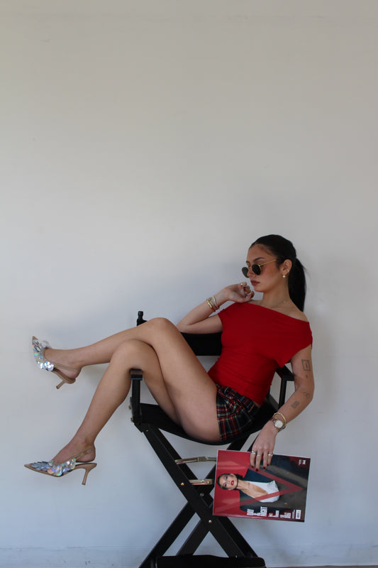 Cherry Red Off Shoulder Top