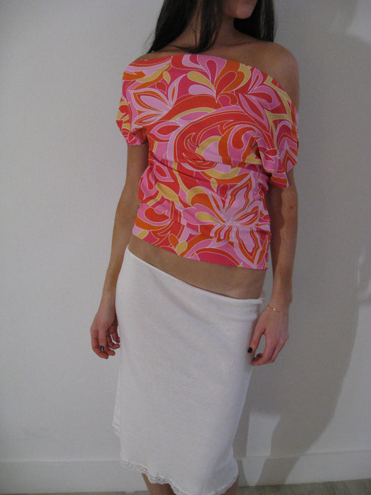 Sorbet Swirl Off Shoulder Top