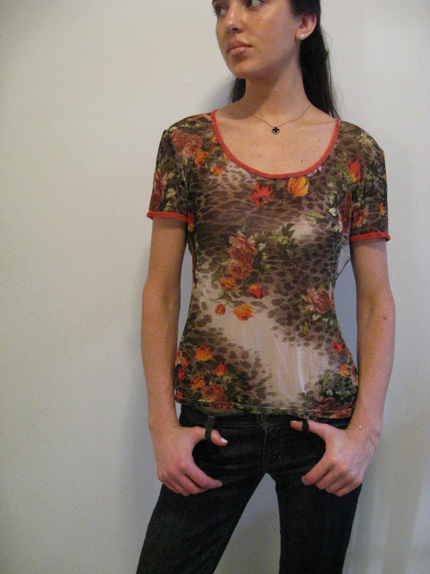 2002 Roberto Cavalli Cheetah Short Sleeve Top