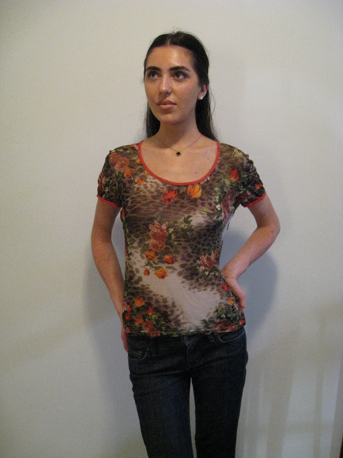 2002 Roberto Cavalli Cheetah Short Sleeve Top