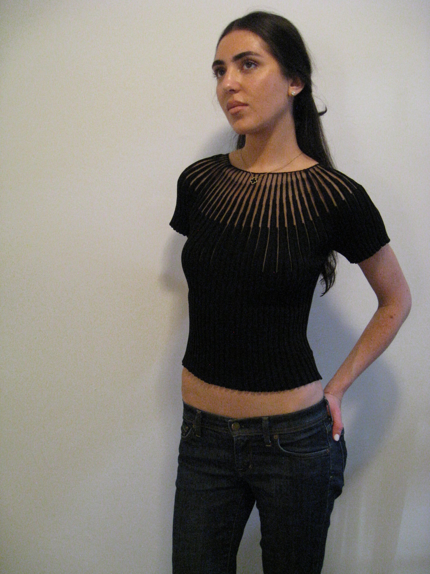 Black Knit Illusion Top