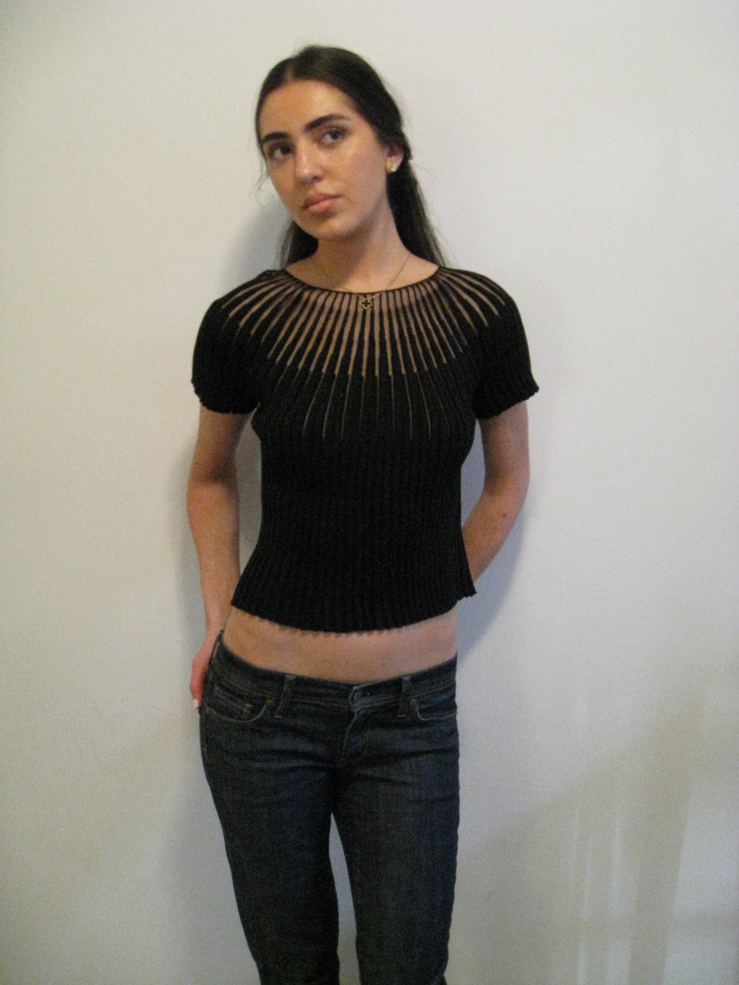Black Knit Illusion Top