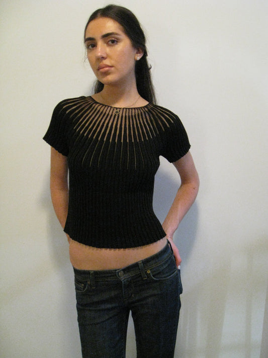 Black Knit Illusion Top