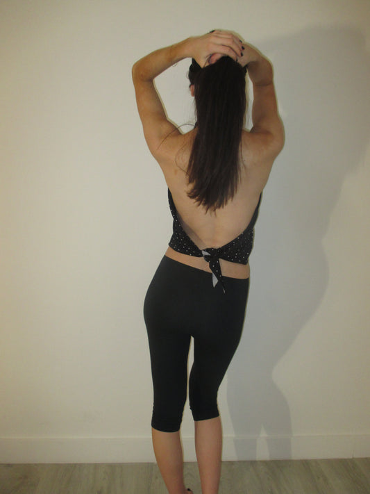 Black and White Polka Dot High Neck Top