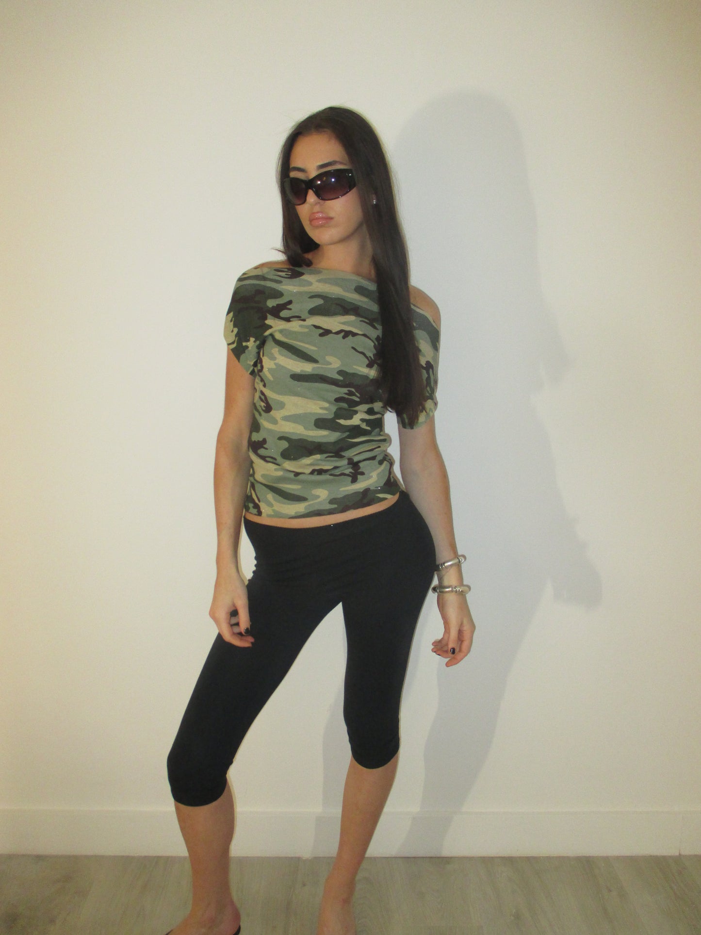 Camo Off Shoulder Top