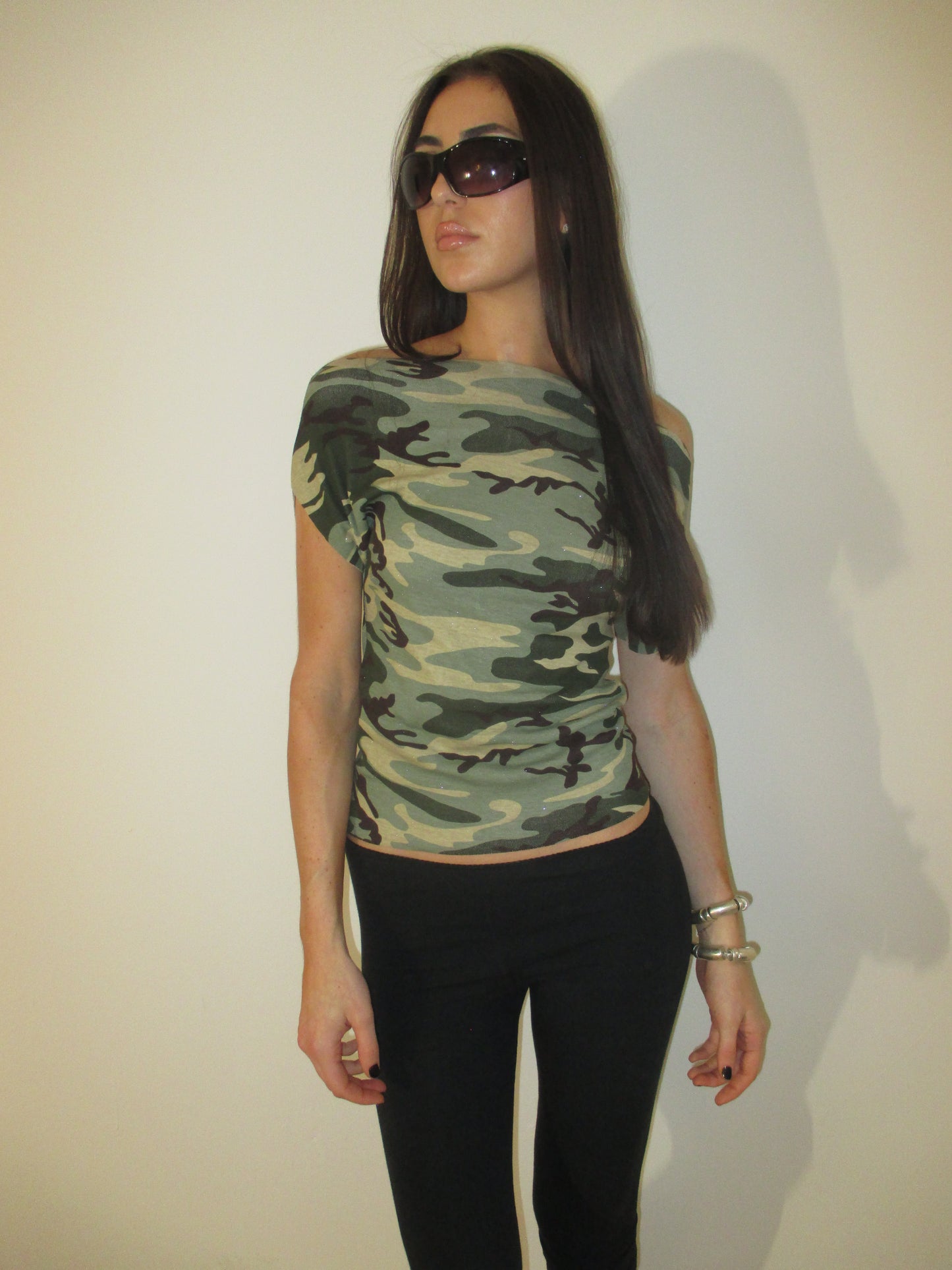 Camo Off Shoulder Top