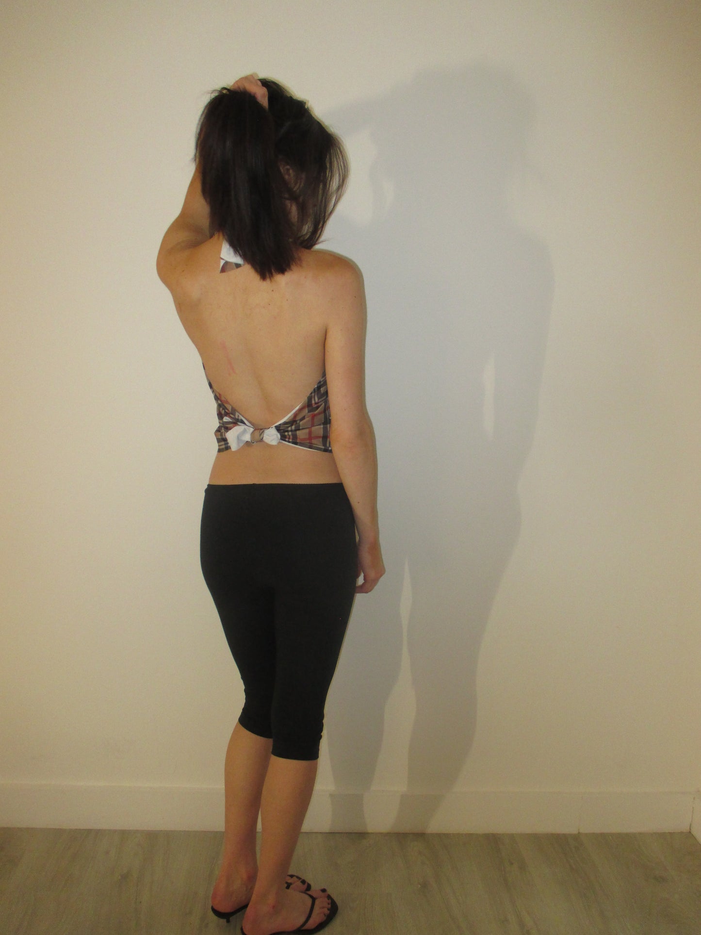 Dark Plaid High Neck Top