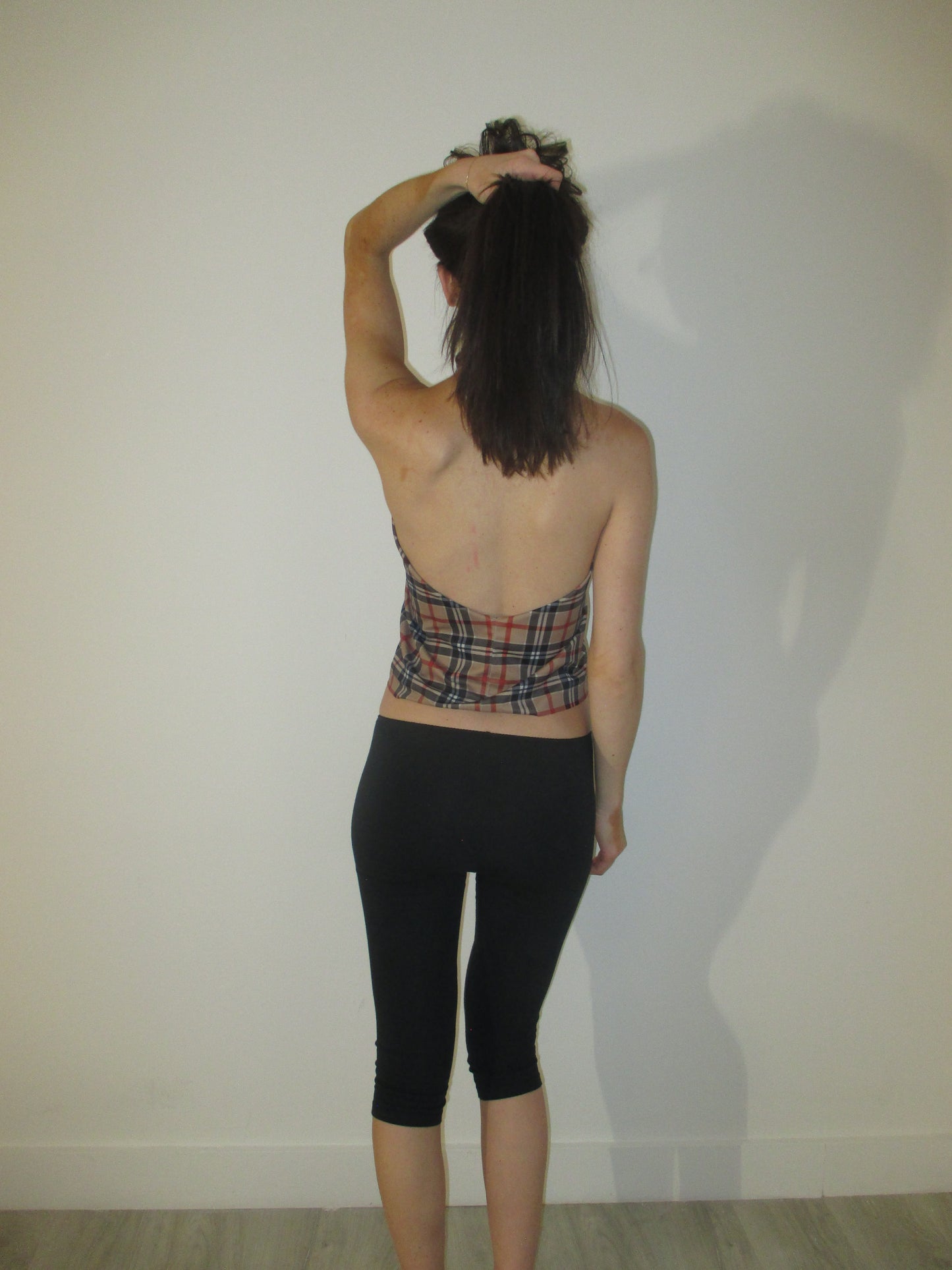 Dark Plaid High Neck Top