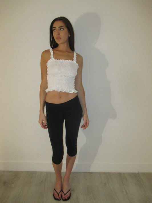 White Ruffled Tank Top
