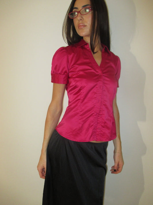 Hot Pink Collared Top
