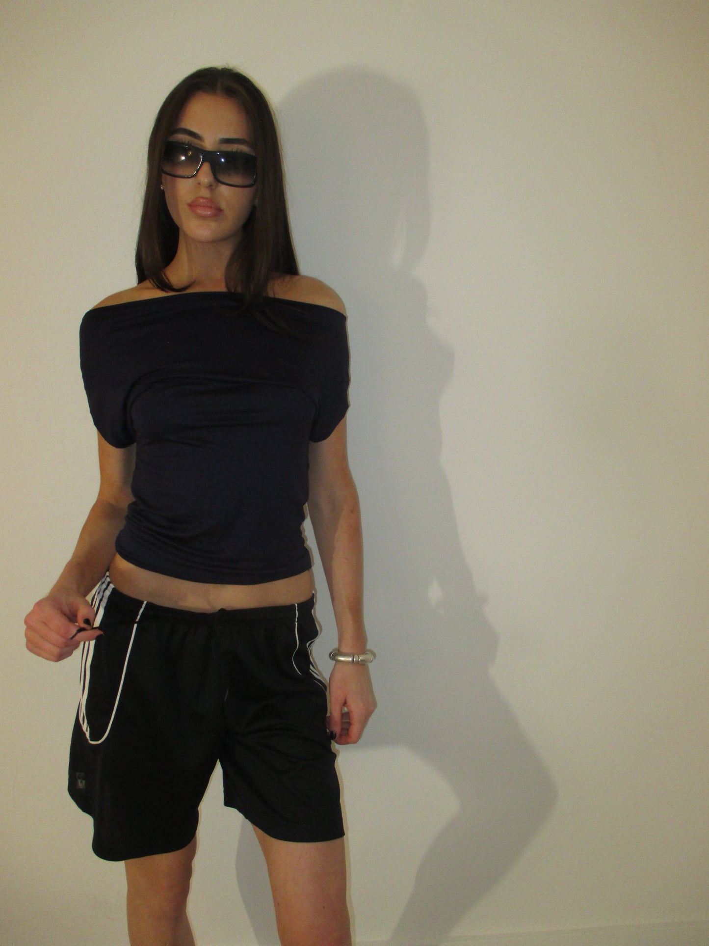 Navy Blue Off Shoulder Top