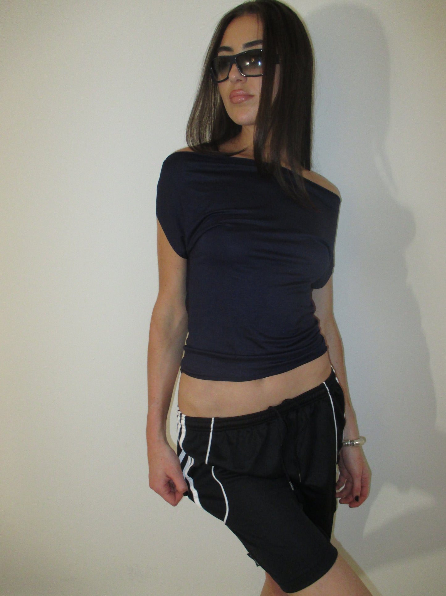 Navy Blue Off Shoulder Top