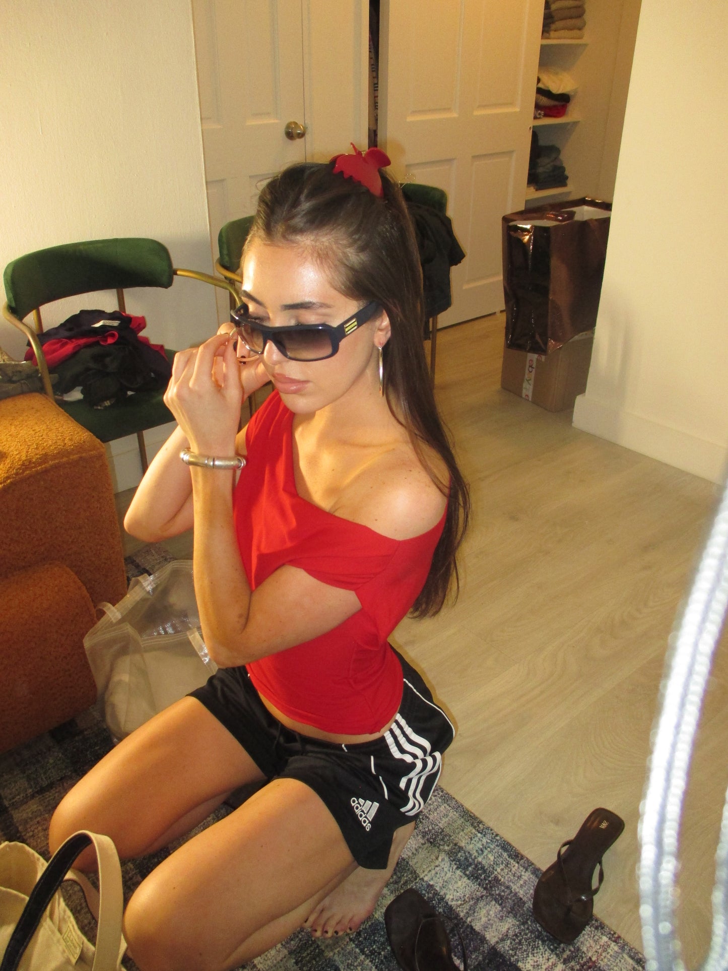 Cherry Red Off Shoulder Top