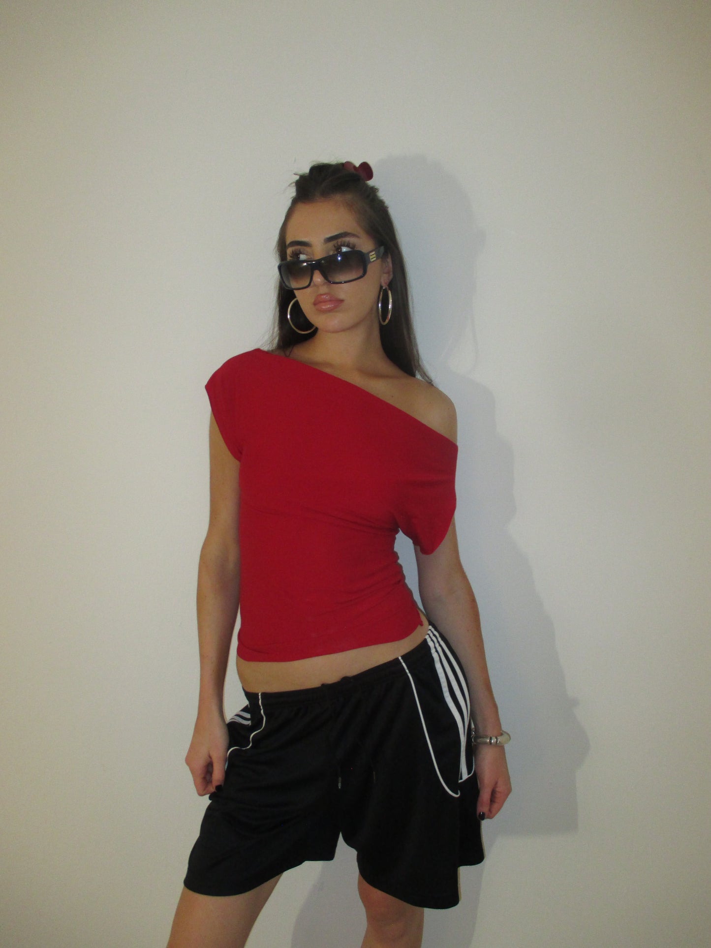 Cherry Red Off Shoulder Top