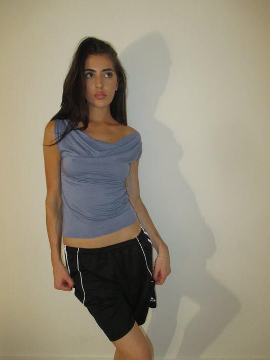 Dusty Blue Off Shoulder Top