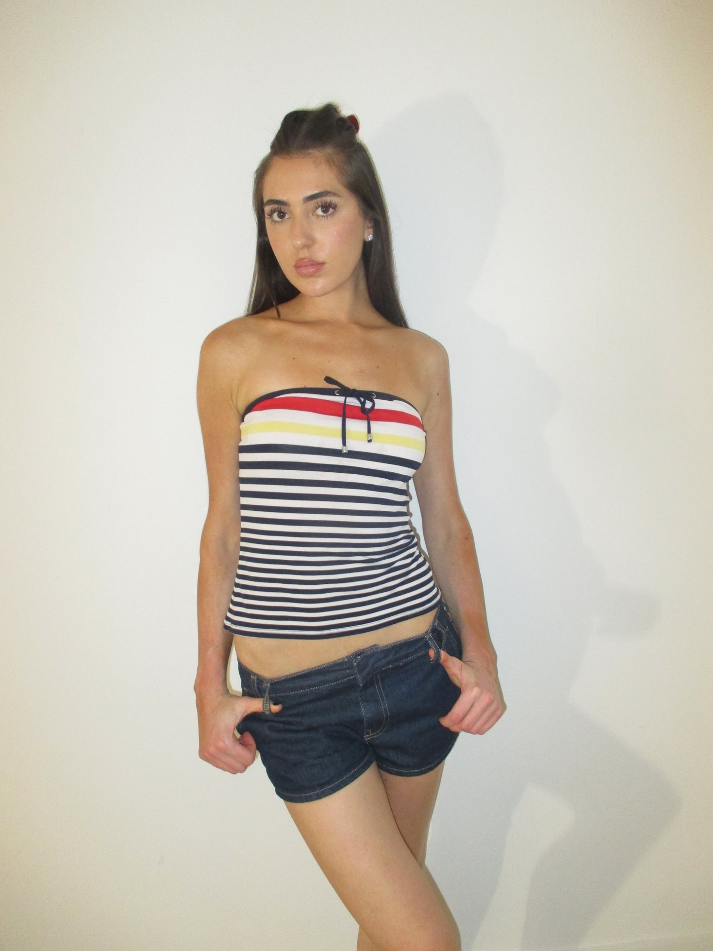 Multi Colored Striped Strapless Top