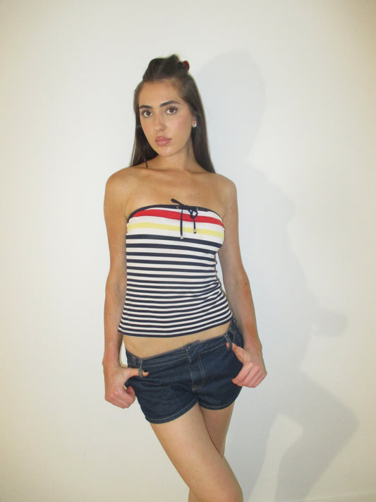 Multi Colored Striped Strapless Top