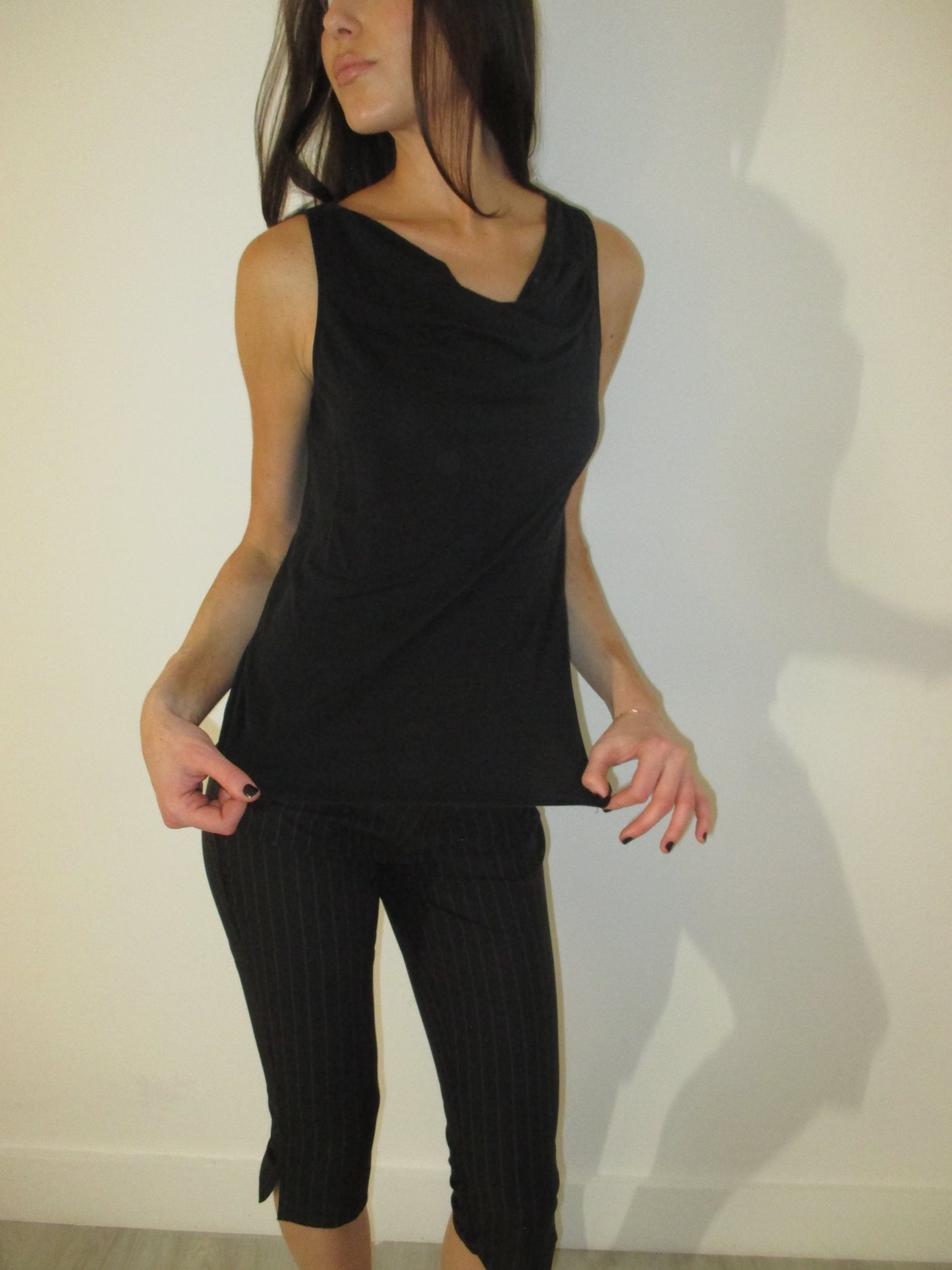 Black Cowl Neck Top