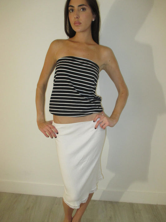 Striped Strapless Bubble Top