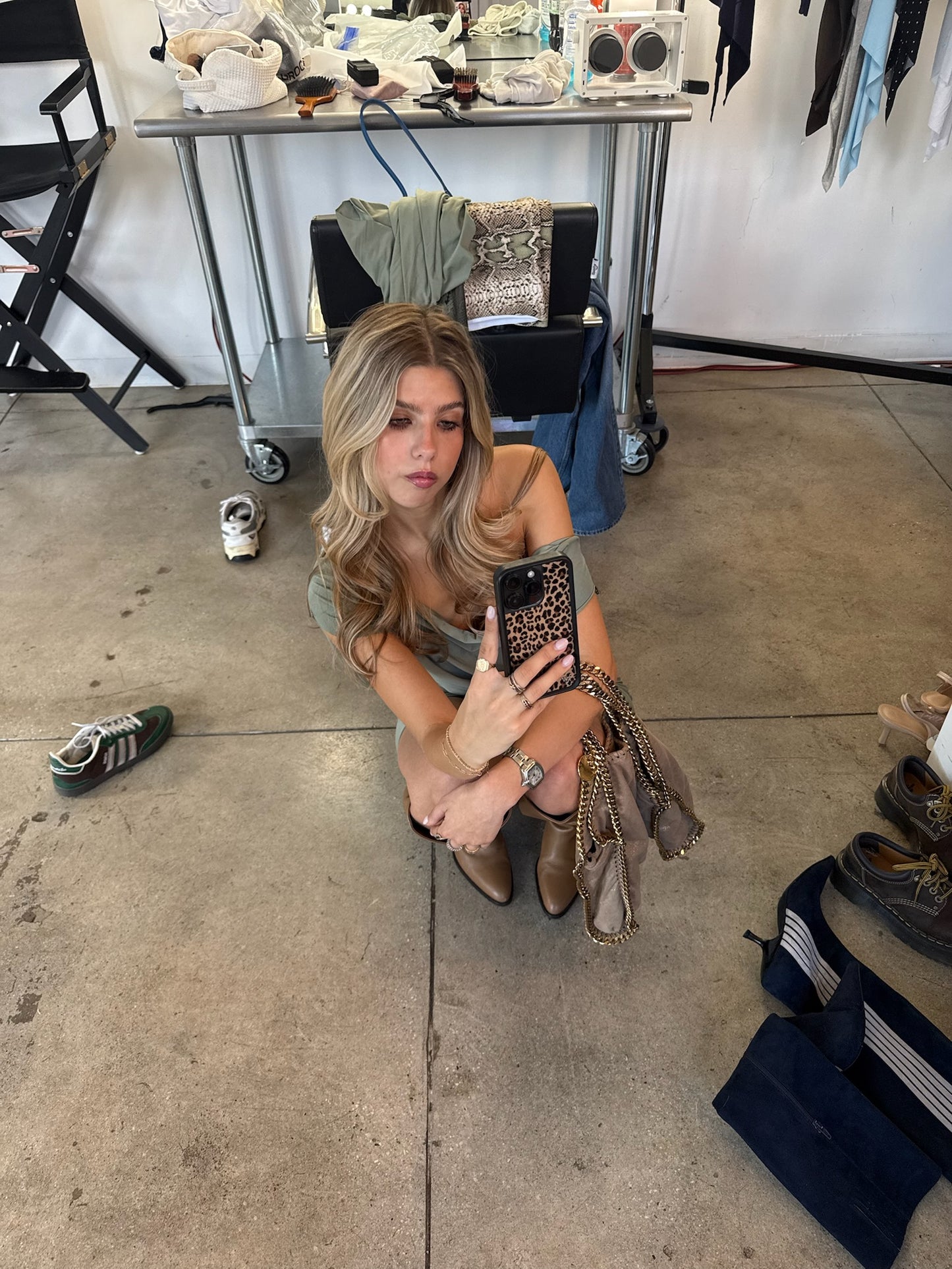 Olive Green Off Shoulder Dress