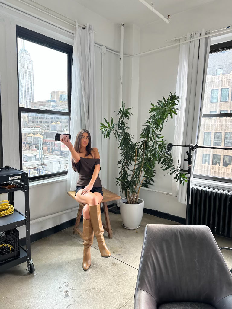 Chocolate Brown Off Shoulder Top