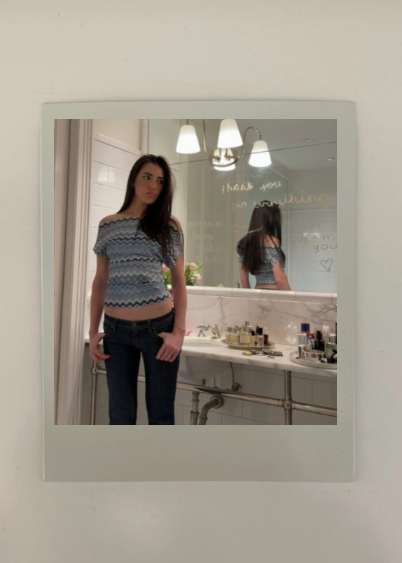 Ocean Chevron Off Shoulder Top