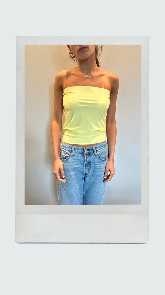 Butter Yellow Drop Waist Tube Top