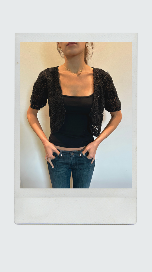 Black Crochet Shawl/Cover Up
